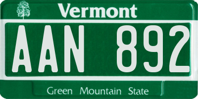 VT license plate AAN892