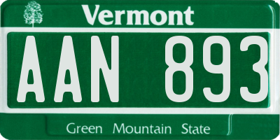 VT license plate AAN893