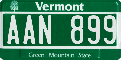 VT license plate AAN899