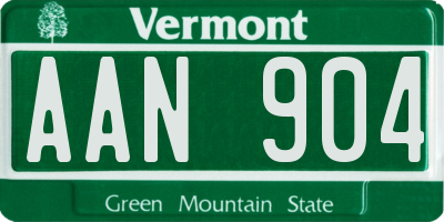 VT license plate AAN904