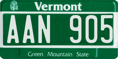 VT license plate AAN905