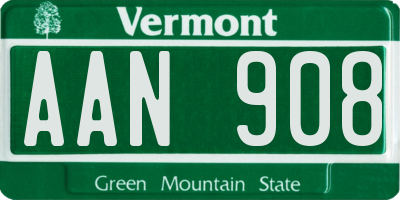 VT license plate AAN908