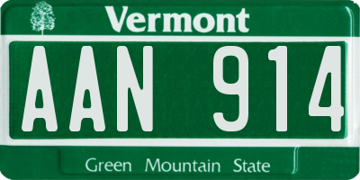 VT license plate AAN914