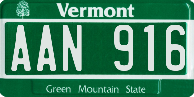 VT license plate AAN916