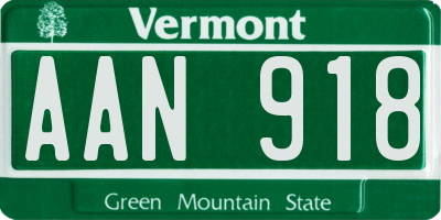 VT license plate AAN918