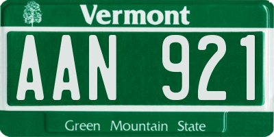 VT license plate AAN921