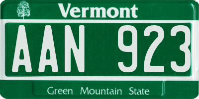 VT license plate AAN923