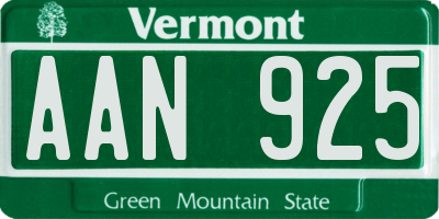 VT license plate AAN925