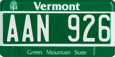 VT license plate AAN926