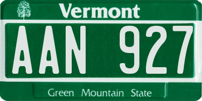 VT license plate AAN927