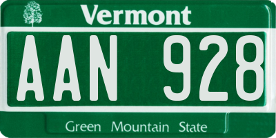 VT license plate AAN928