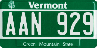 VT license plate AAN929