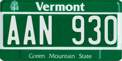 VT license plate AAN930