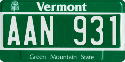 VT license plate AAN931