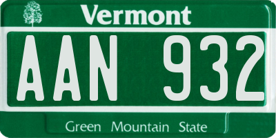 VT license plate AAN932