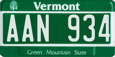 VT license plate AAN934