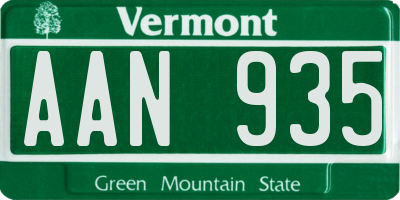 VT license plate AAN935