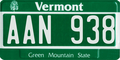 VT license plate AAN938