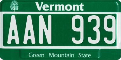VT license plate AAN939