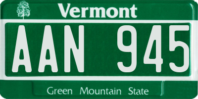 VT license plate AAN945