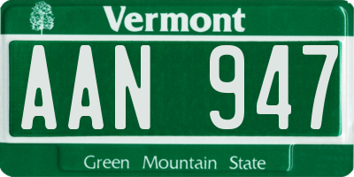 VT license plate AAN947