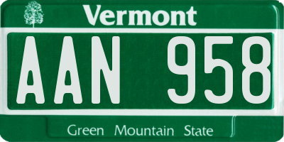 VT license plate AAN958