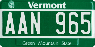 VT license plate AAN965