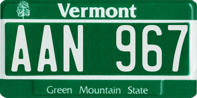 VT license plate AAN967