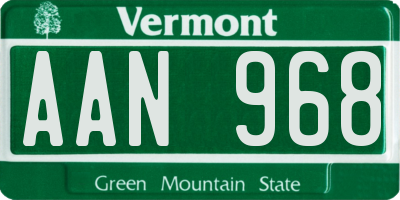 VT license plate AAN968