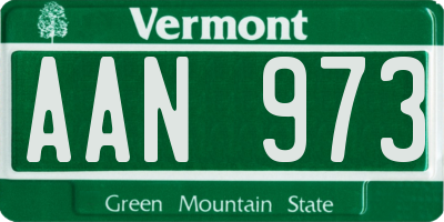 VT license plate AAN973