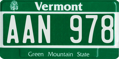 VT license plate AAN978