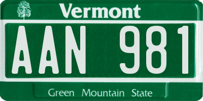 VT license plate AAN981