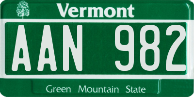 VT license plate AAN982
