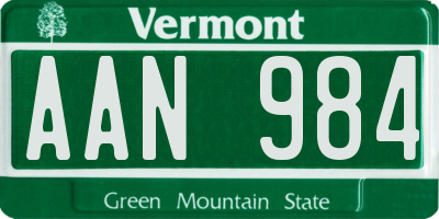 VT license plate AAN984