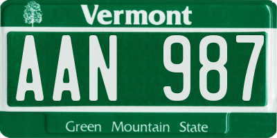 VT license plate AAN987