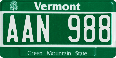 VT license plate AAN988