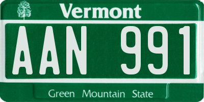 VT license plate AAN991