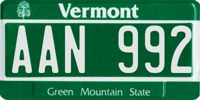 VT license plate AAN992