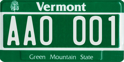 VT license plate AAO001