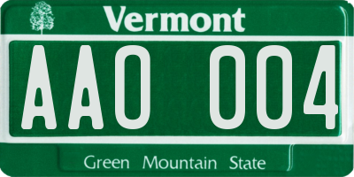 VT license plate AAO004