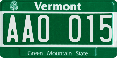 VT license plate AAO015