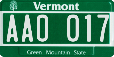 VT license plate AAO017