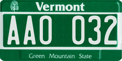VT license plate AAO032