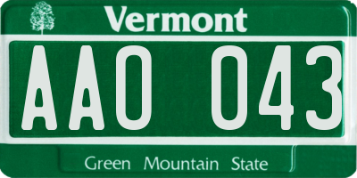 VT license plate AAO043