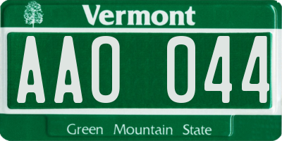 VT license plate AAO044