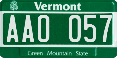 VT license plate AAO057