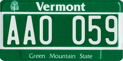 VT license plate AAO059
