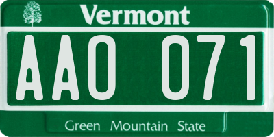 VT license plate AAO071