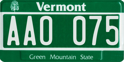 VT license plate AAO075