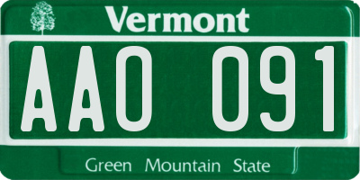 VT license plate AAO091